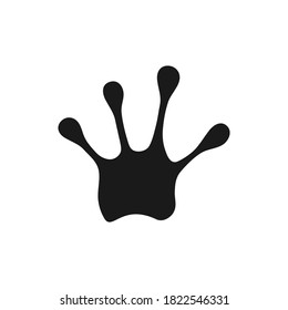 Frosch Fußspuren schwarz Symbol. Handgefertigte Tierfußzeichen. Vektorgrafik einzeln auf Weiß.