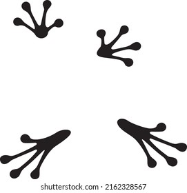 Frog footprints black and white. Vector illustration. 