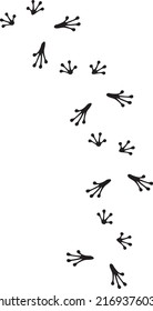 Frog footprints black and white. Vector illustration. 