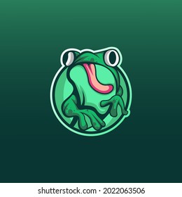 Frog gaming mascot logo template premium vector