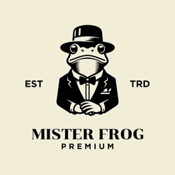 Frog Gentleman Vintage Logo Icon Design Template
