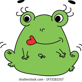 Frog girl cartoon freehand vector illustration