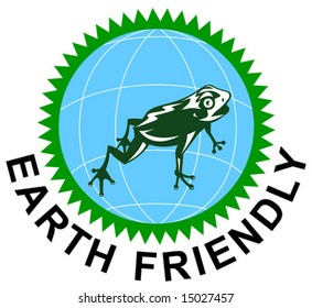 Frog and globe with Eco-friendly symbol
