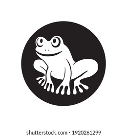 Frog graphic icon. Frog sign in the circle isolated on white background. Vector Illustration