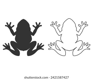 Grafische Linie Symbol-Set für Frog. Froschschwarzes Zeichen einzeln auf weißem Hintergrund. Vektorgrafik