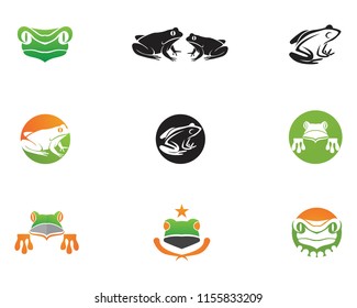 Frog green animal logo and symbol