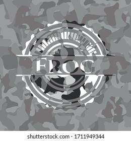 Frog grey camouflage emblem. Vector Illustration. 