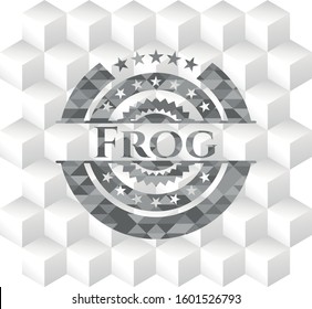 Frog grey emblem. Retro with geometric cube white background