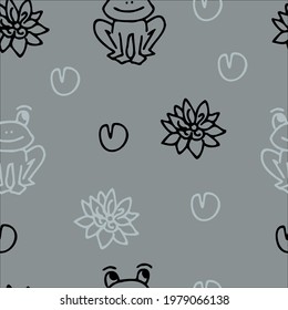 frog grey seamless pattern vector