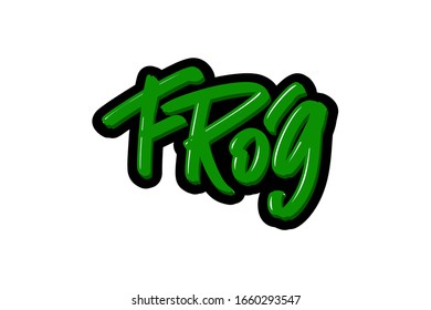 Frog hand drawn modern brush lettering text. Vector illustration logo for print and advertising