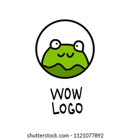 Frog handdrawn logo green and white