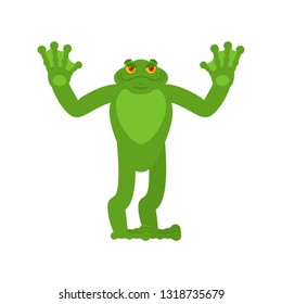 Frog happy. Toad merry emotions. Anuran Joyful. Vector illustration