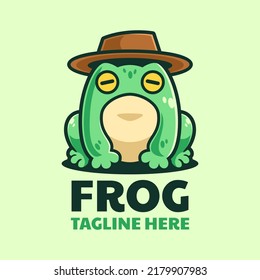 Frog with Hat Cartoon Logo Design