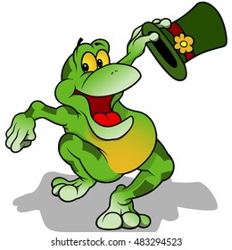 Frog with Hat - Cheerful Cartoon Illustration, Vector