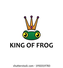 
frog head with crown logo vector