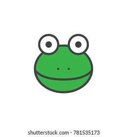 Frog head filled outline icon, line vector sign, linear colorful pictogram isolated on white. Symbol, logo illustration. Pixel perfect vector graphics
