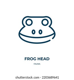 Frog head icon. Linear vector illustration from fauna collection. Outline frog head icon vector. Thin line symbol for use on web and mobile apps, logo, print media.