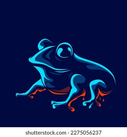 Frog head line pop art potrait logo colorful design with dark background. Abstract vector illustration. Isolated black background for t-shirt, poster, clothing, merch, apparel, badge design