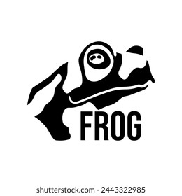 Froschkopf-Logo-Vorlage Silhouette Schwarz-Weiß-Vektor-Illustration isoliert auf weißem Hintergrund.