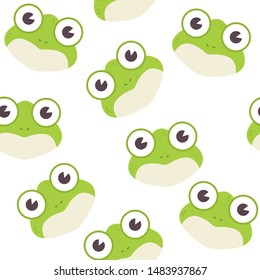Frog head vector seamless pattern on a white background for wallpaper, wrapping, packing, and backdrop.