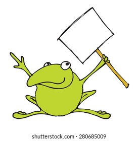 Frog Holding Sign