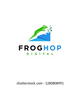 Frog hop digital creative modern logo template