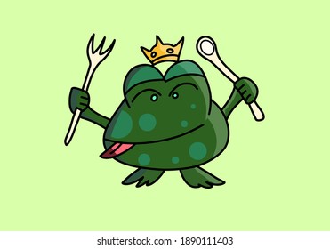 Frog hungre mascot character vector illustration design