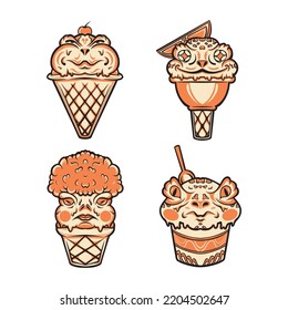 Frog Ice Cone Vector Asset