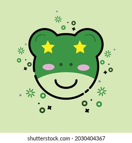 Frog icon cute with colour