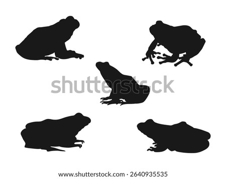 Frog icon design template vector. Frog silhouette, Frog hand-drawn. black color silhouette with frog theme, vector file. Silhouette Isolated On White Background.	