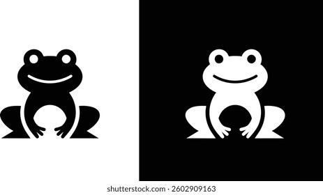 Frog icon, logo, black and white