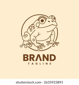 Frosch Symbol Logo Design. Froschgrafik innerhalb eines Vintage-Kreises, einzelne Vektorgrafik