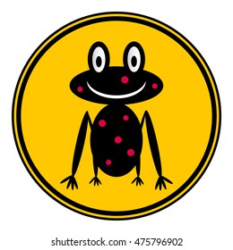 Frog icon on button on white background. Vector illustration.