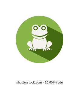 Frog. Icon on a green circle. Animal vector illustration