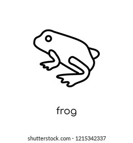 Frog icon. Trendy modern flat linear vector Frog icon on white background from thin line animals collection, editable outline stroke vector illustration