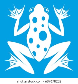 Frog icon white isolated on blue background vector illustration