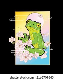 frog illustration with japanese style for kaijune event