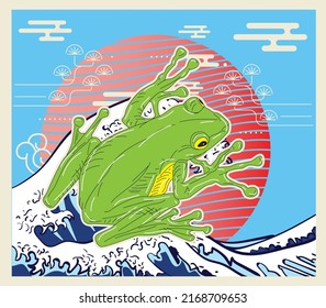 frog illustration with japanese style for kaijune event