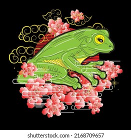 frog illustration with japanese style for kaijune event