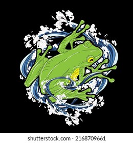 frog illustration with japanese style for kaijune event