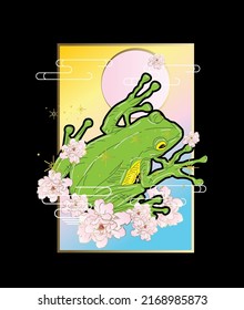 frog illustration with japanese style for kaijune event
