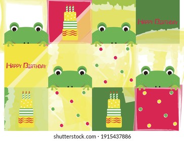frog illustration pattern Baby Kid Birthday cake