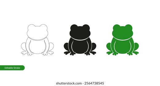 Frog Illustration in Three Styles: Outline, Silhouette and Color