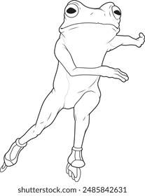 Frog Inline skating Roller skates Animal Vector Graphic Art Illustration