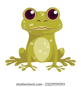 Frog. Isolated on white background. Flat color icon of frog. Animal vector illustration