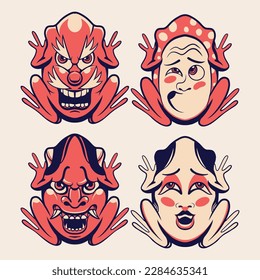 frog japanese mask vector art