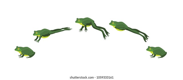 개구리 점프 애니메이션 시퀀스 만화 벡터 그림