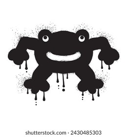 Frog jumping with black spray paint art