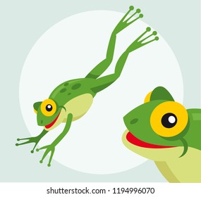 Frog jumping cartoon character