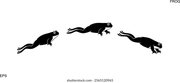 Frog jumping. Isolated frog jumping on white background